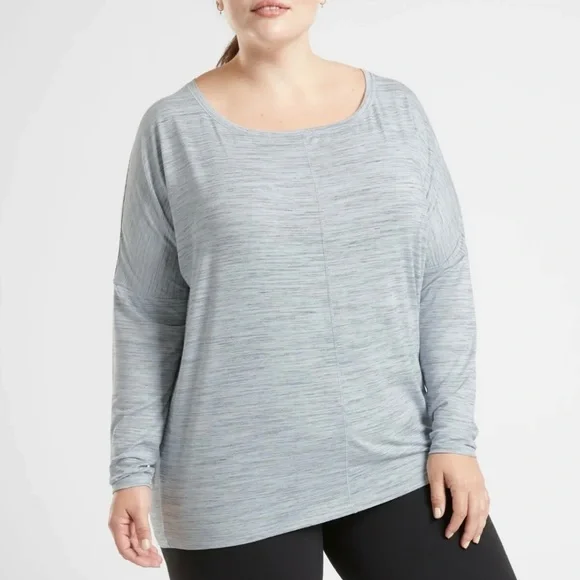 SOLD 💕NEW Athleta Flow Top Essence Spacedye in Glacial Blue/Anthracite Grey - Picture 8 of 14